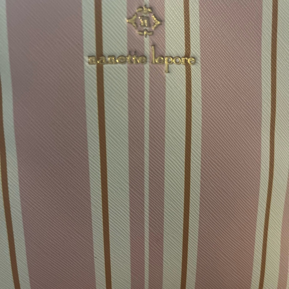 Nanette Lepore Pink & Cream Striped Dome Crossbody Bag - Picture 4 of 10